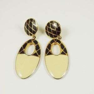 Vintage | Gold Tone enamel Earrings